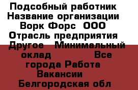 Подсобный работник › Название организации ­ Ворк Форс, ООО › Отрасль предприятия ­ Другое › Минимальный оклад ­ 25 000 - Все города Работа » Вакансии   . Белгородская обл.